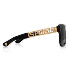 Load image into Gallery viewer, Greek Key Shades with Glossy Black Frame