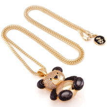 Load image into Gallery viewer, 14K Gold Two-Tone CZ Panda Necklace
