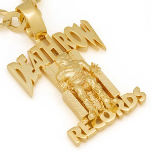 14K Solid Gold King Ice x Death Row Logo Necklace