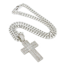 Load image into Gallery viewer, Baguette Cut Cross Necklace
