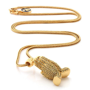 14K Gold Worship Hands Emoji Necklace