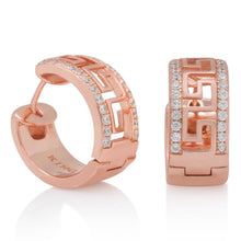 Load image into Gallery viewer, Sterling Silver Iced Greek Key Hoop Earrings
