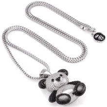 Load image into Gallery viewer, Rhodium Two-Tone CZ Panda Necklace
