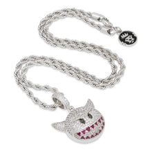Load image into Gallery viewer, White Gold Devil Emoji Necklace
