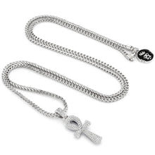 Load image into Gallery viewer, White Gold Dual Ankh Cross Necklace
